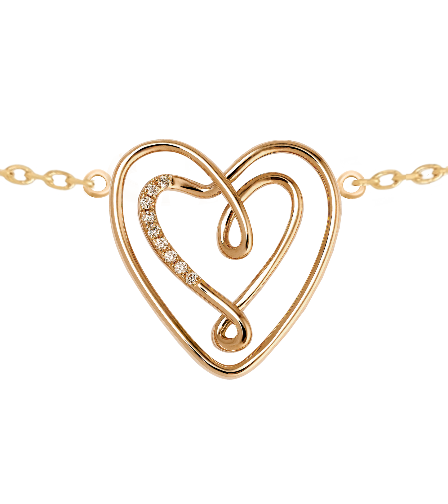 COEUR OR JAUNE ET DIAMANTS OR JAUNE