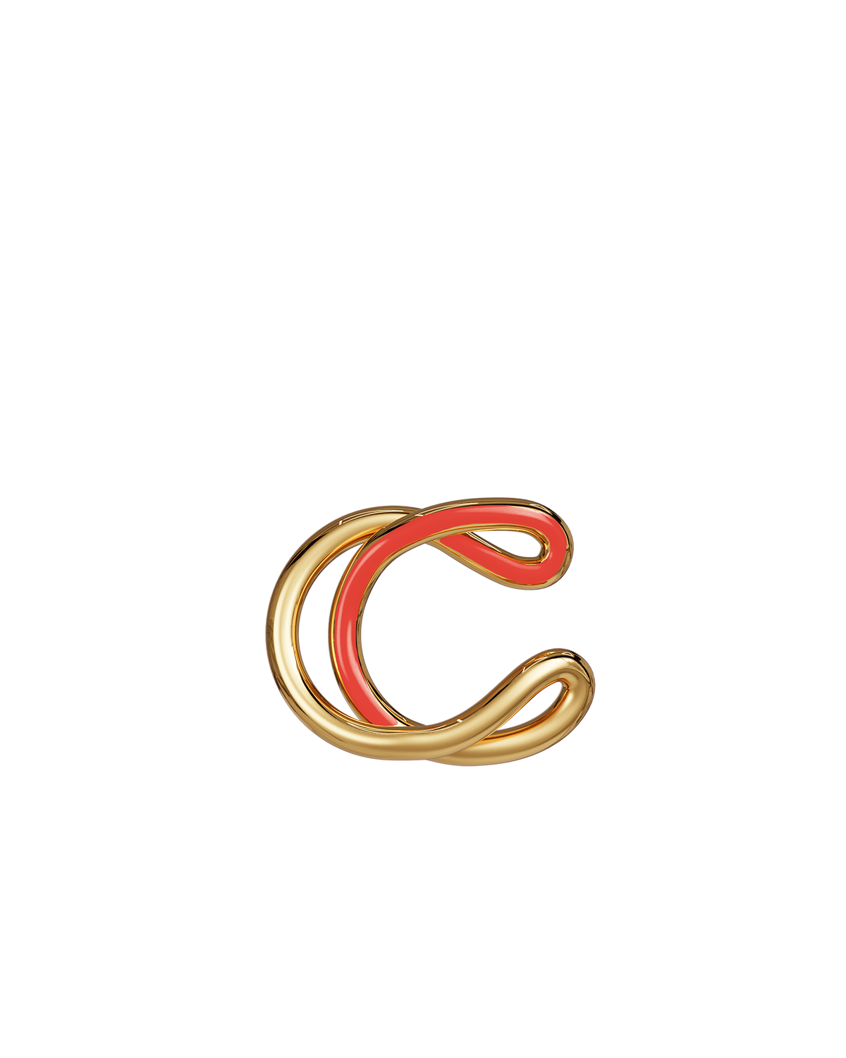 COLLIER ALPHABET C VERMEIL CORAIL