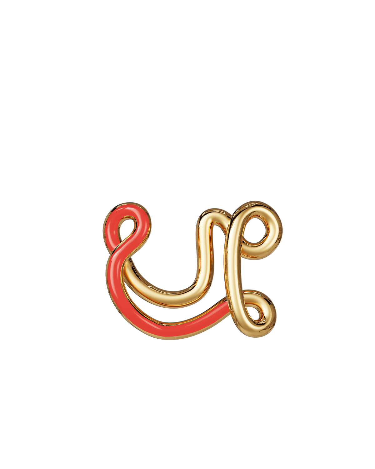 COLLIER ALPHABET U VERMEIL CORAIL