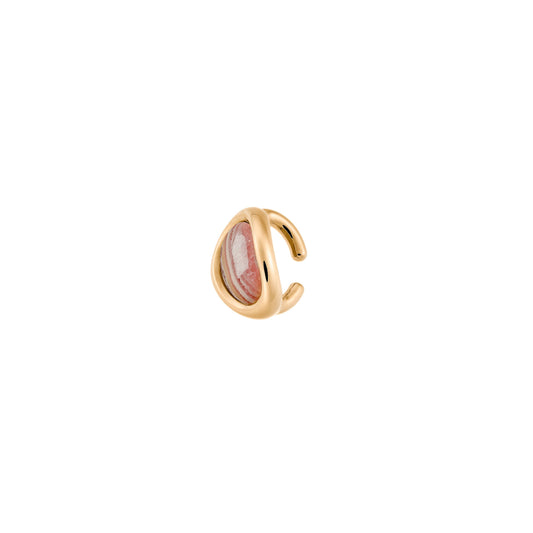 FRAMED RHODOCHROSITE EAR CUFF VERMEIL & RHODOCHROS