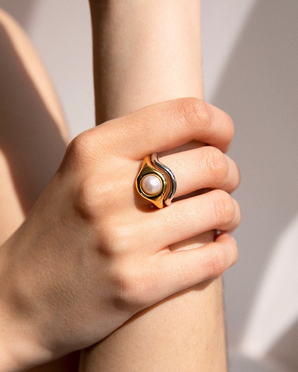 BAGUE ECLIPSE PERLE VERMEIL&ARGENT