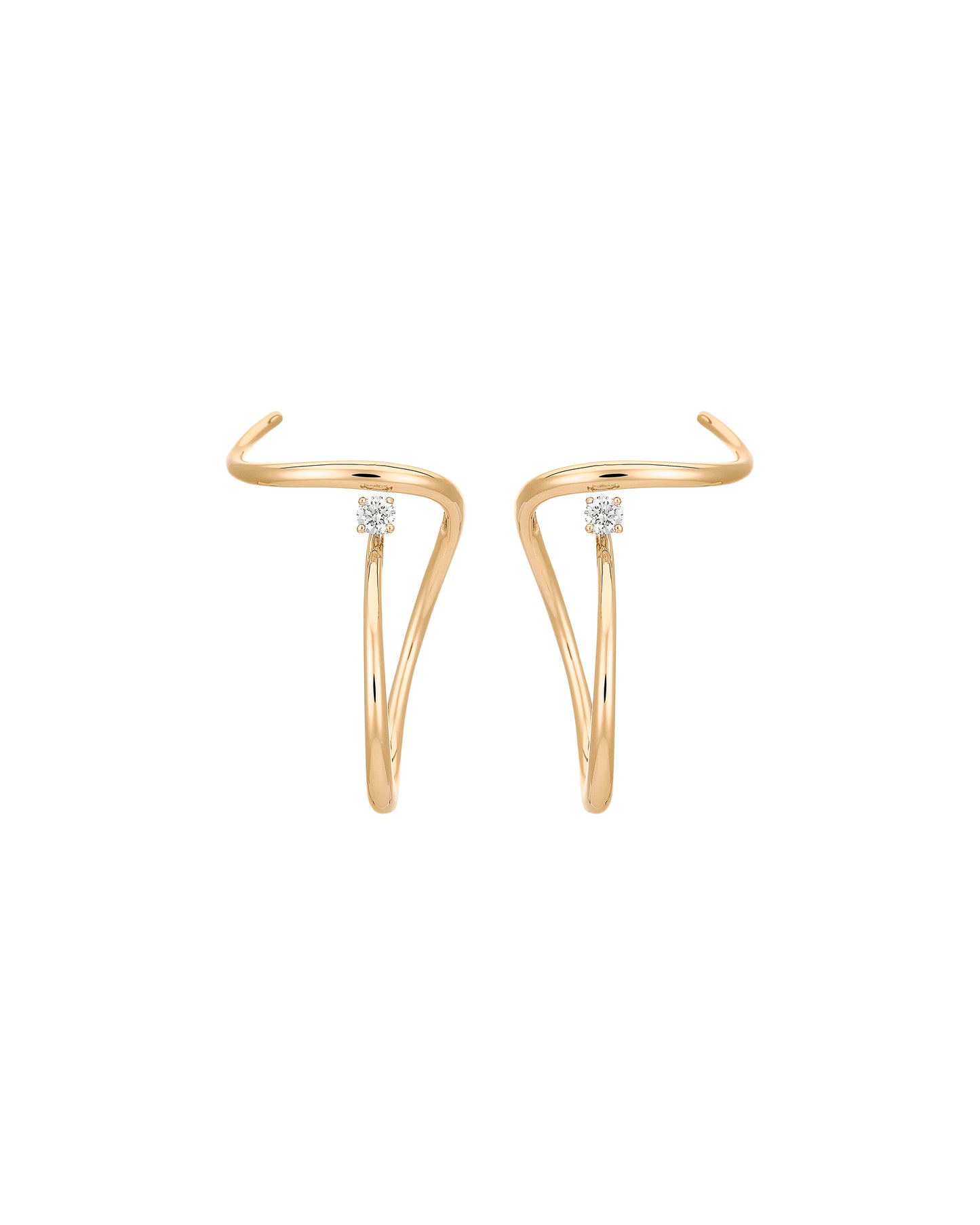BOUCLES D'OREILLES SERTI SCULPTE LOOPING OR JAUNE