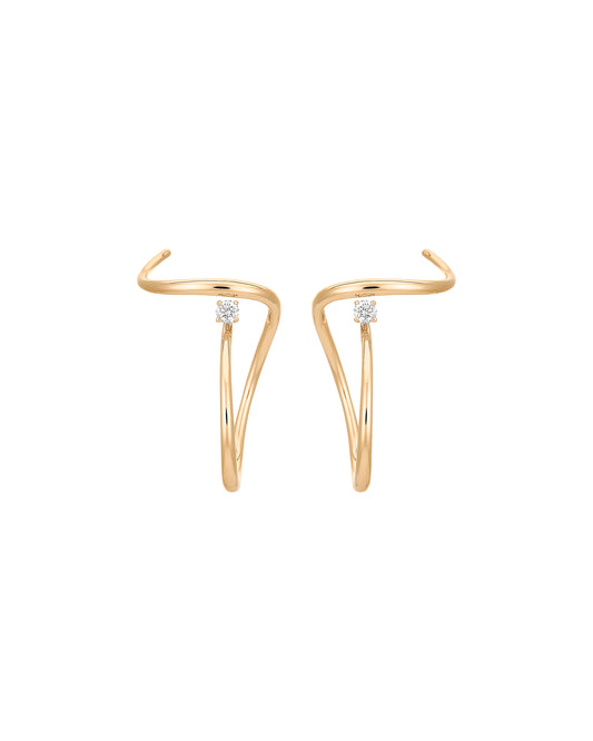 BOUCLES D'OREILLES SERTI SCULPTE LOOPING OR JAUNE