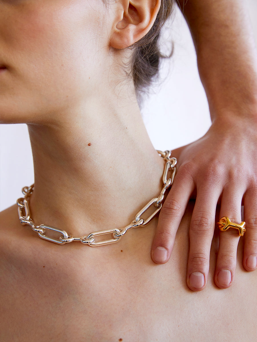 BAGUE BINARY CHAIN VERMEIL