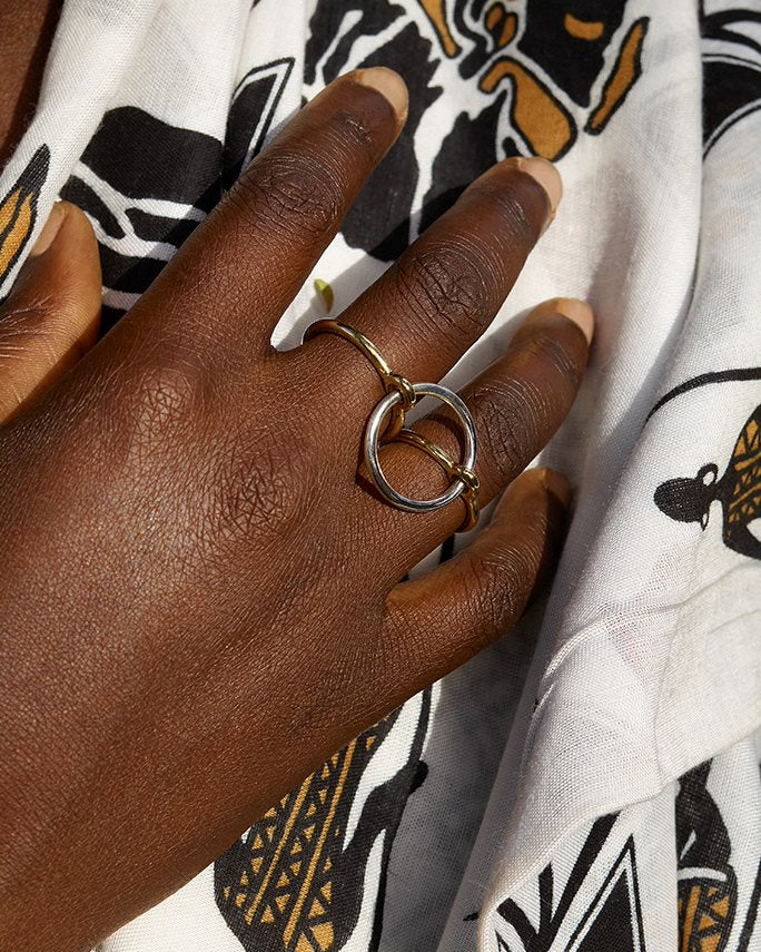 BAGUE THREE LOVERS VJ,VR & ARGENT