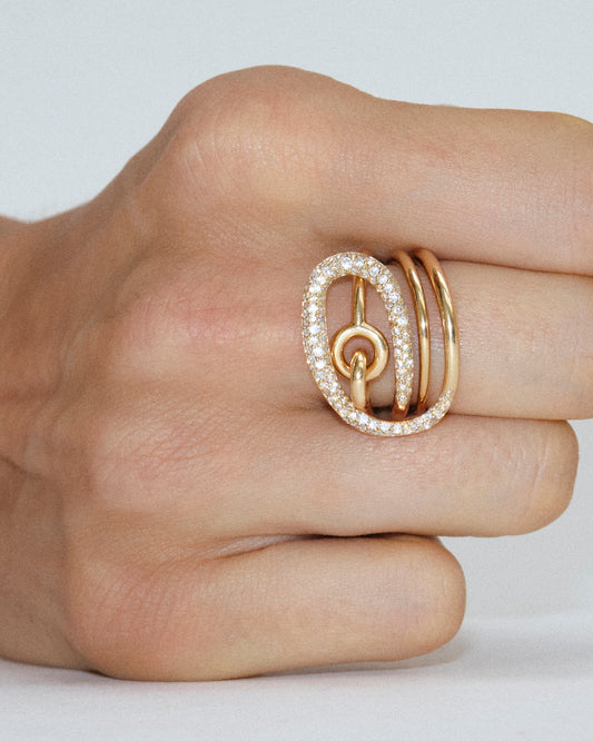 BAGUE PETIT ROUND TRIP PAVE OR JAUNE