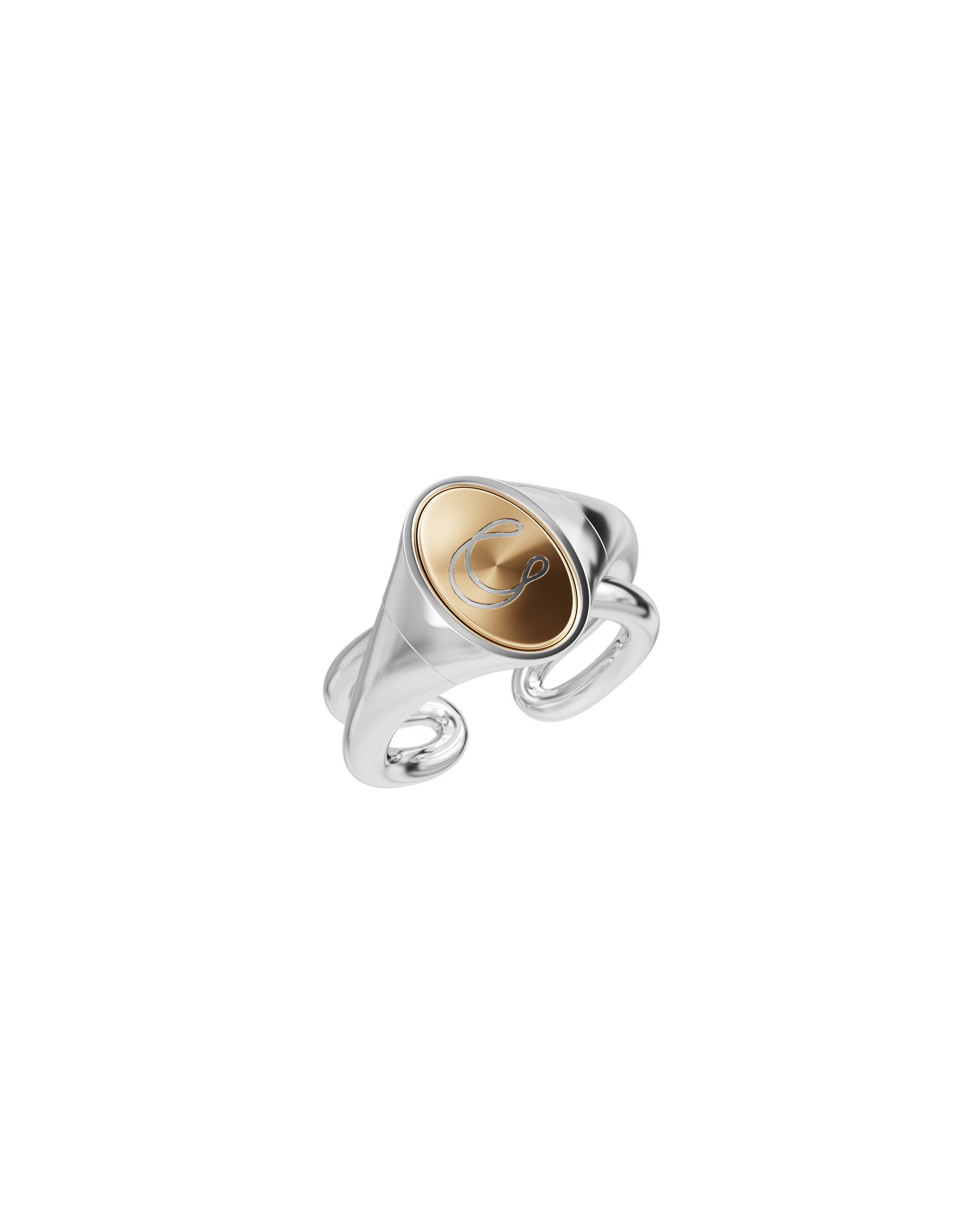 BAGUE CHEVALIERE INITIAL ARGENT & VERMEIL