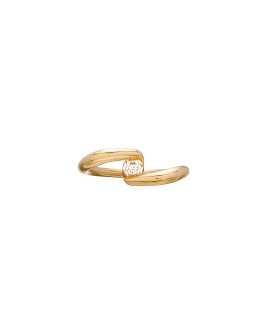 BAGUE COEUR SERTI SCULPTE OR JAUNE