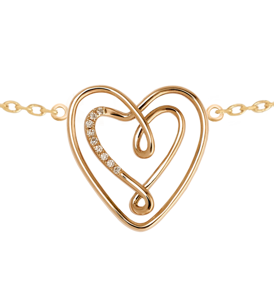 COEUR OR JAUNE ET DIAMANTS OR JAUNE