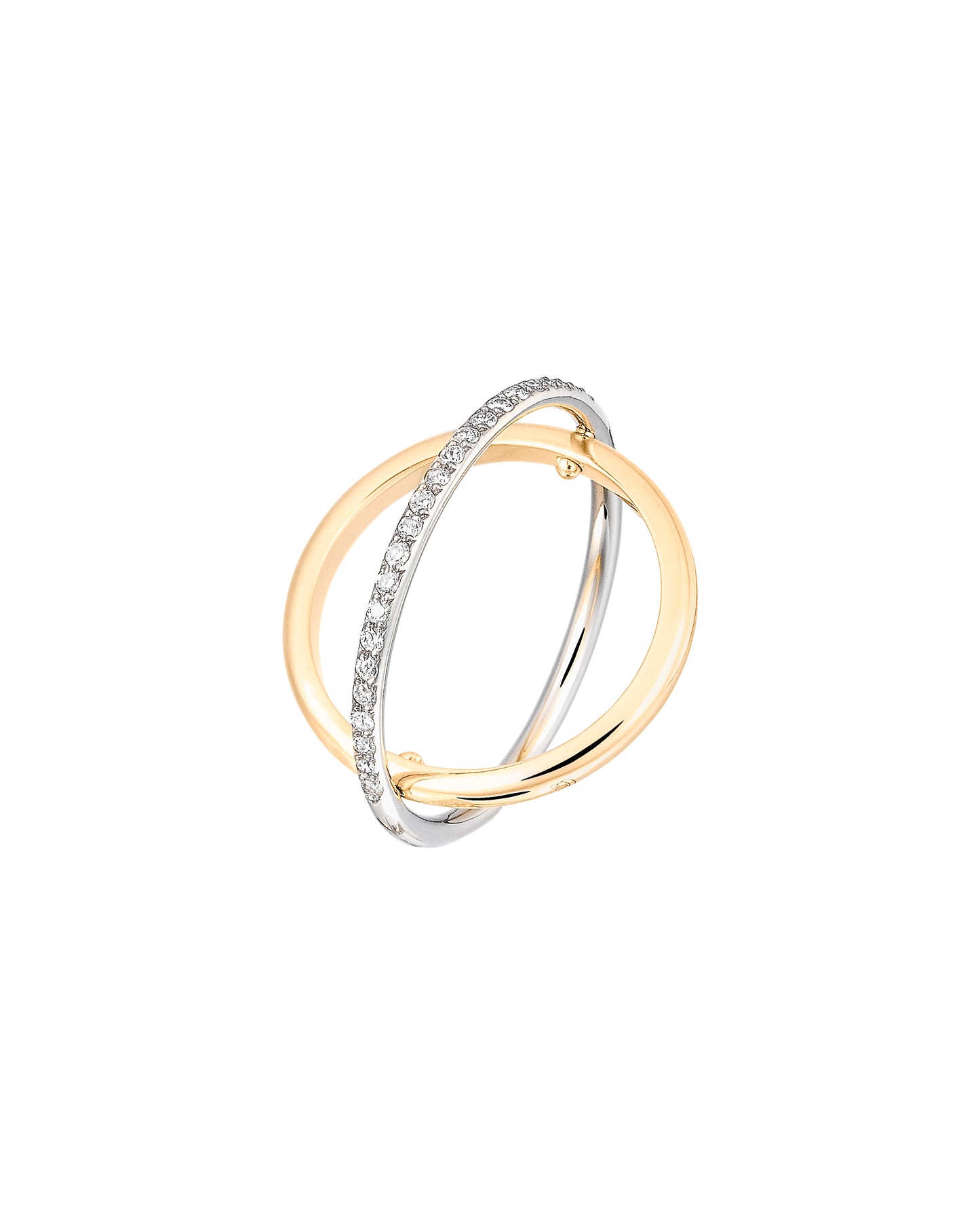 BAGUE ELIPSE PAVEE OR ROSE & BLANC