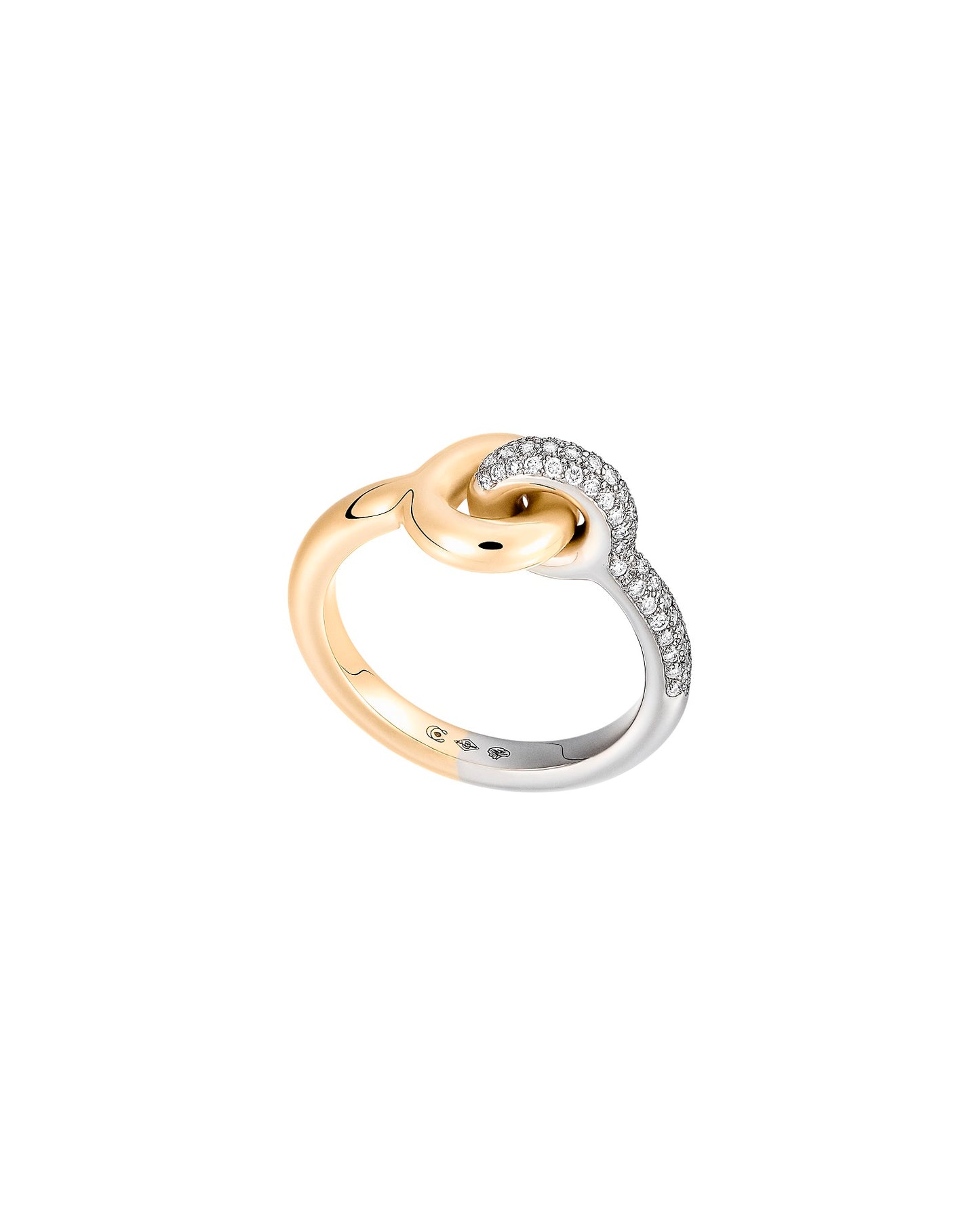 BAGUE MAXI TWIN PAVE OR ROSE & BLANC