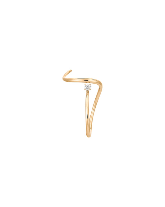 BOUCLE D'OREILLE SERTI SCLUPTE LOOPING OR JAUNE