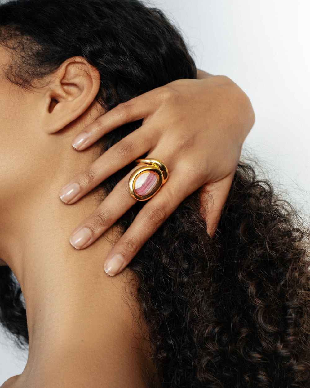 BAGUE FRAMED RHODOCHROSITE VERMEIL