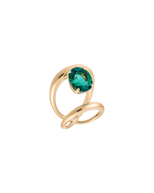 BAGUE SURMA & TOURMALINE VERTE OR JAUNE