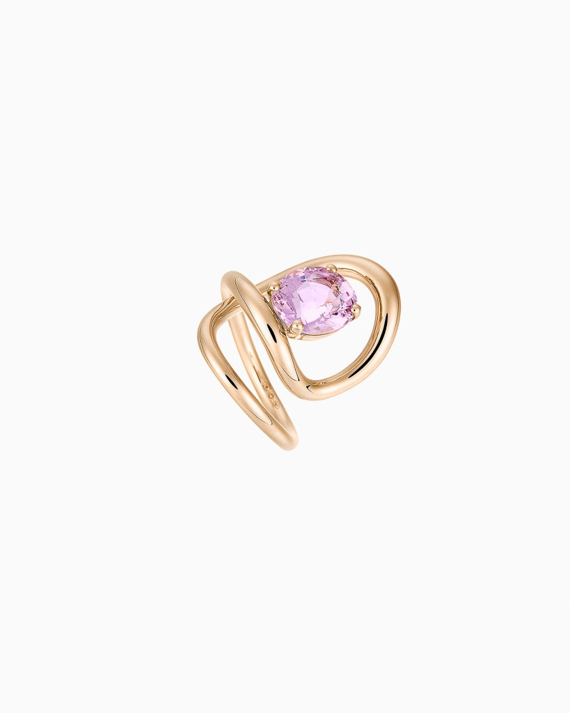 BAGUE RIBBON & MORGANITE ROSE OR JAUNE