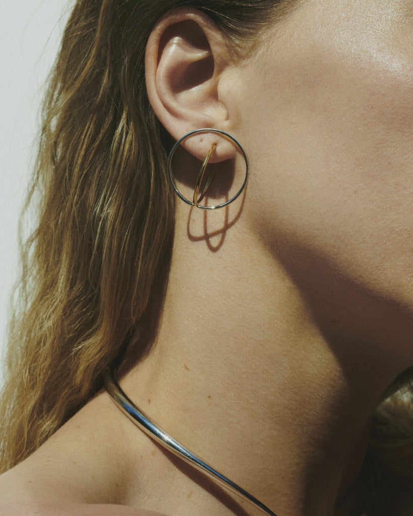 BOUCLES D'OREILLES SATURN M VERMEIL & ARGENT